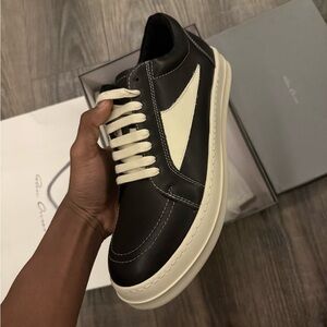 Black and white Rick Owens low top trainers